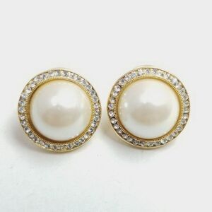Vintage Marvella Faux Pearl and Rhinestone Halo Stud Earrings, Classic Classy